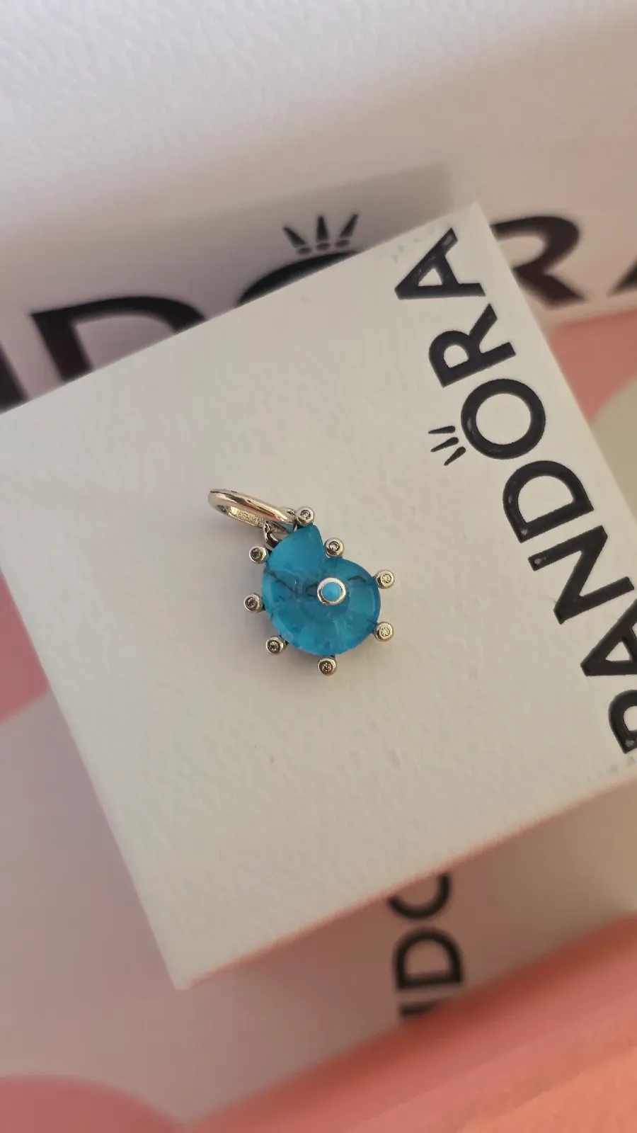 Pandora Blue Mutano Glass Sea Snail Dangle Charm 3
