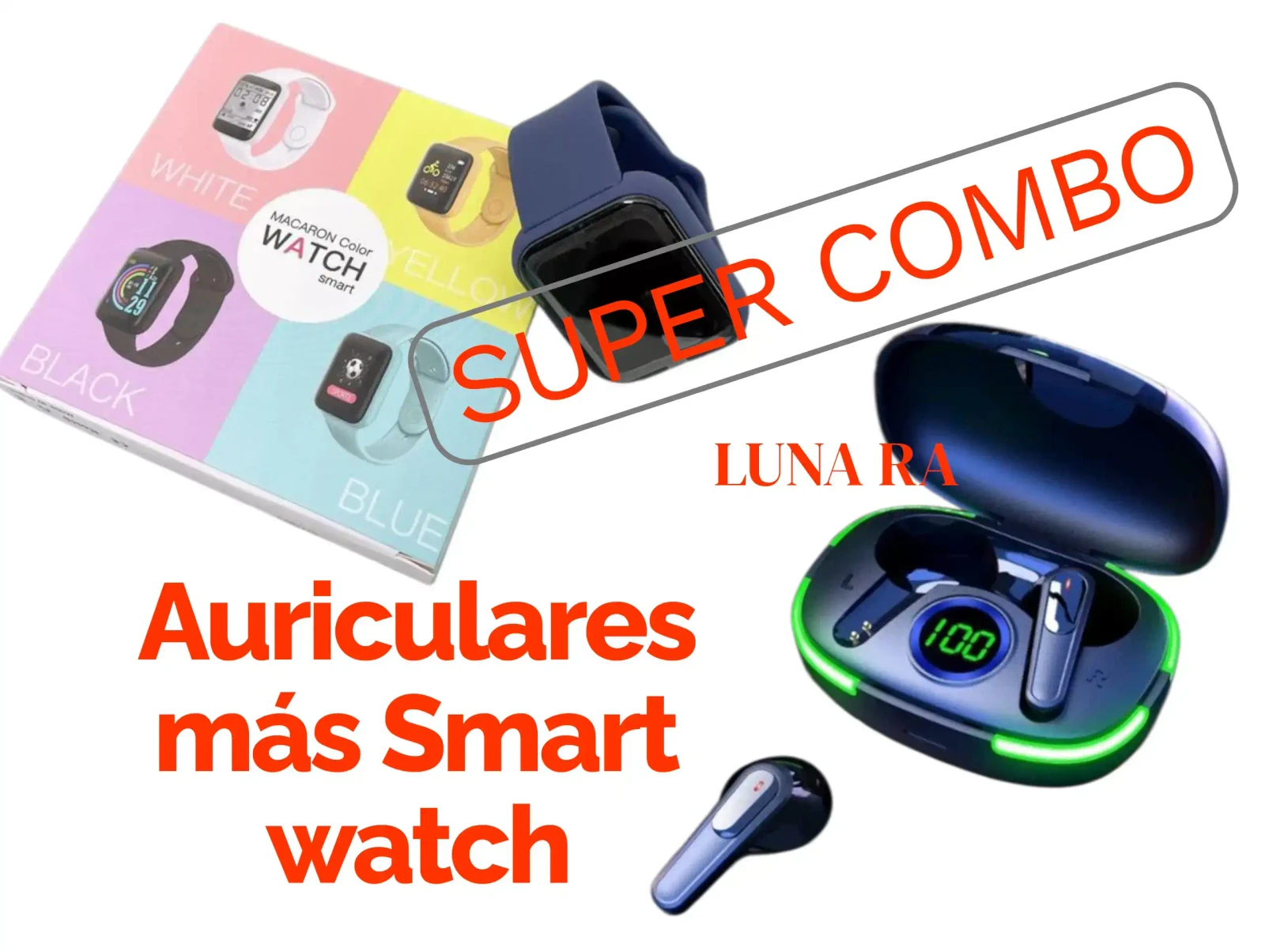 COMBO AURICULARES Y SMART WATCH 