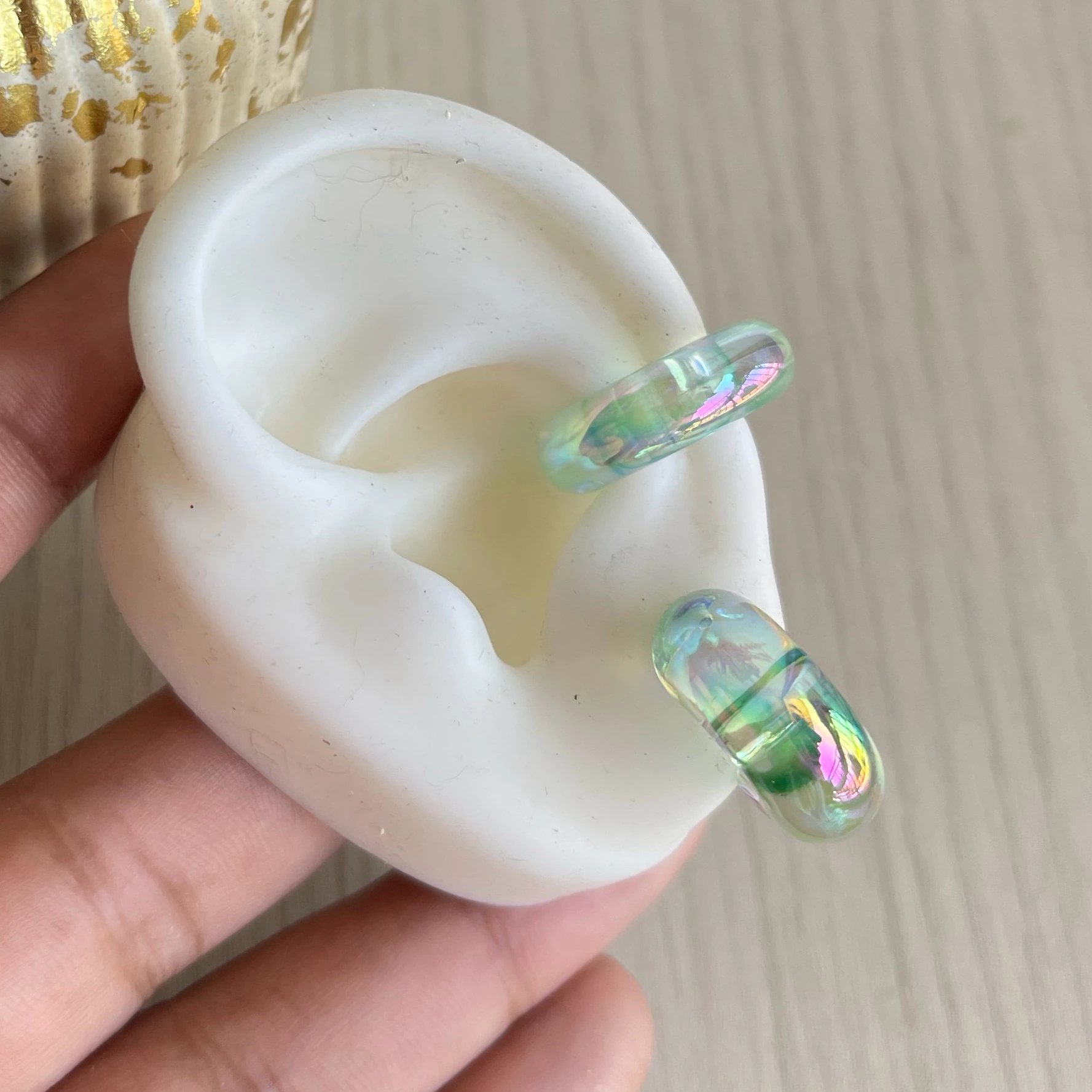 SET ARETES + EARCUFF BURBUJA DANISHA 2