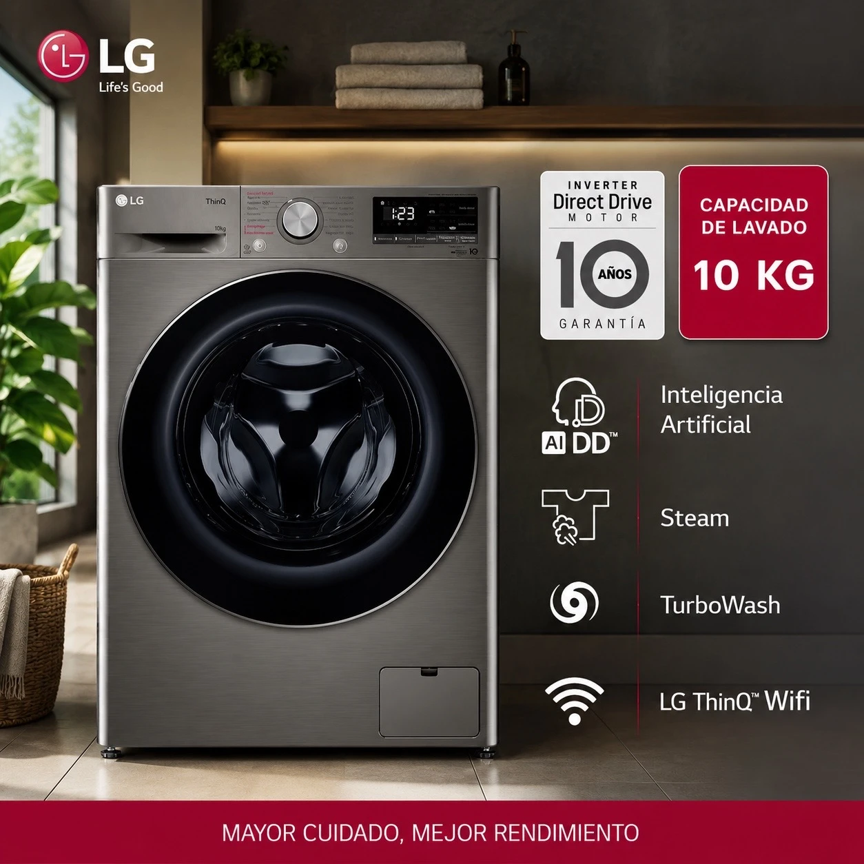 LAVARROPAS LG 10KG INVERTER SILVER INVERTER