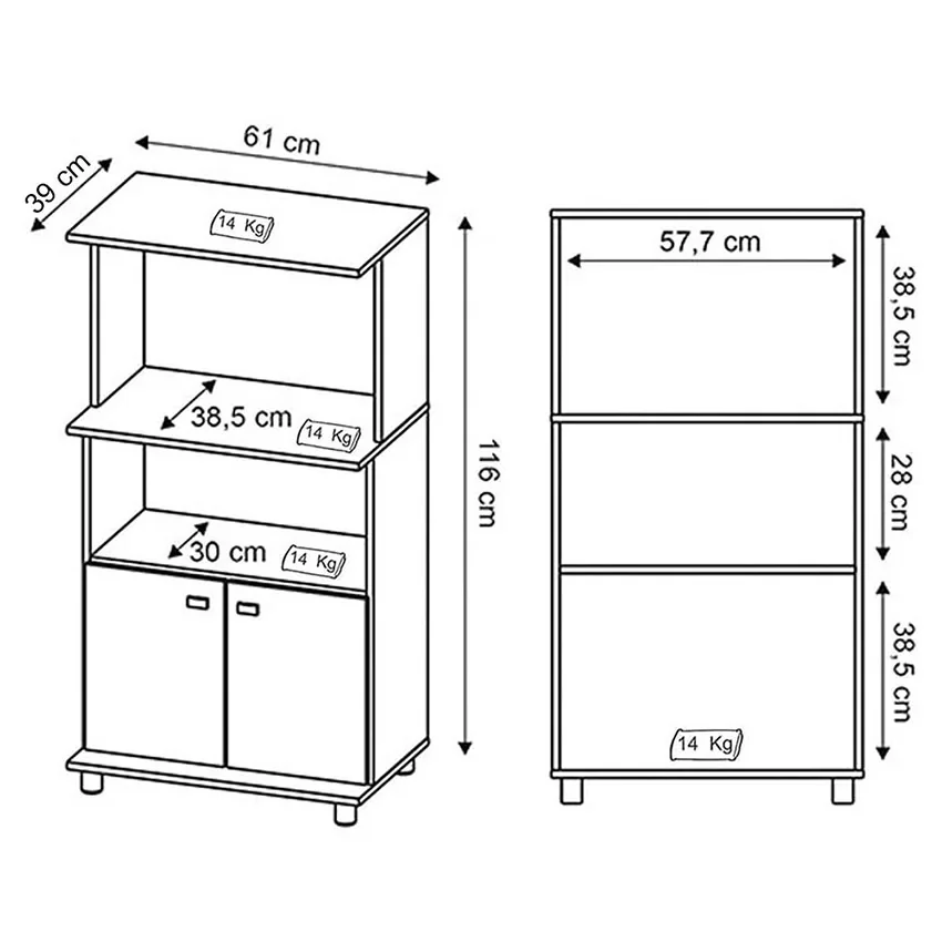 Mueble Alacena Baja Blanco Wengue  4