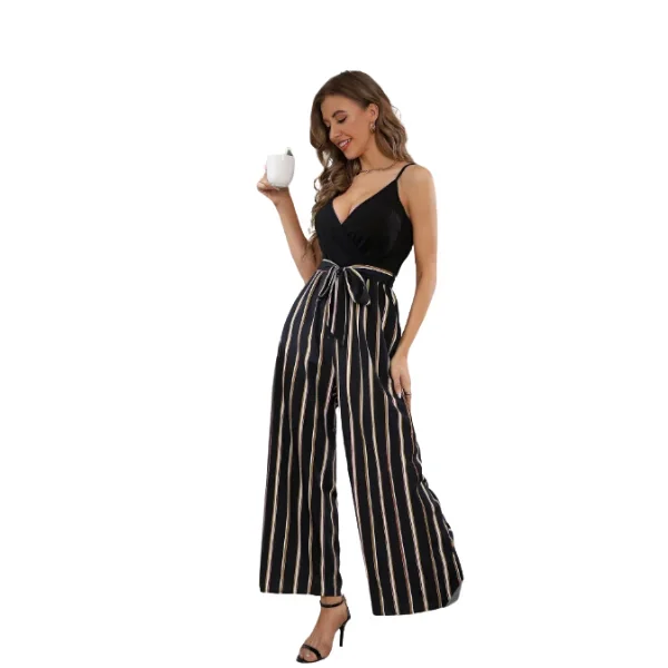 Mono de tirantes con estampado de raya