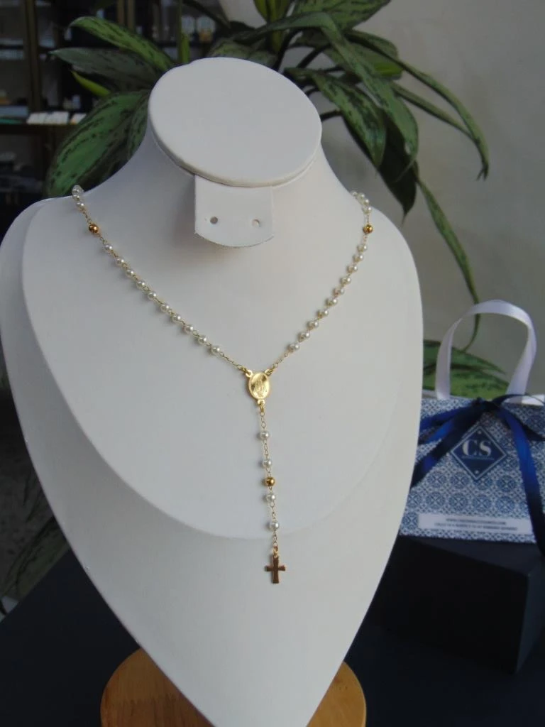 CAMANDULA ACERO DOR PERLAS Y BALIN