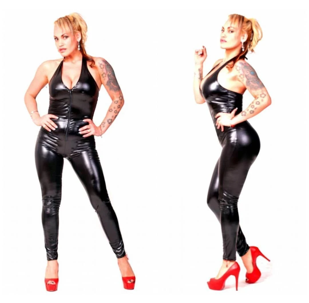Catsuit de vinilo con cierre abajo