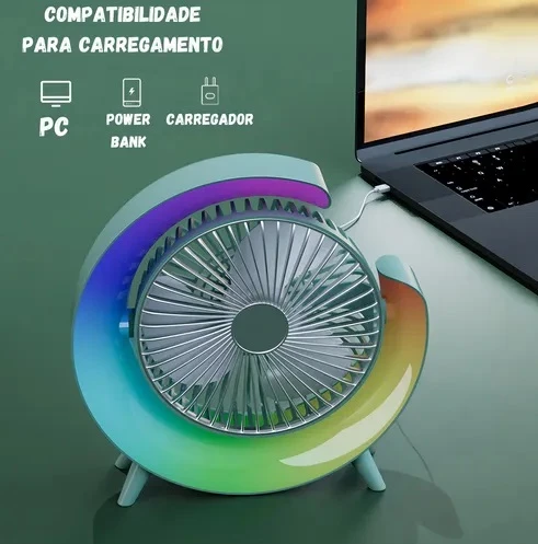Mini Ventilador de escritorio con luz 