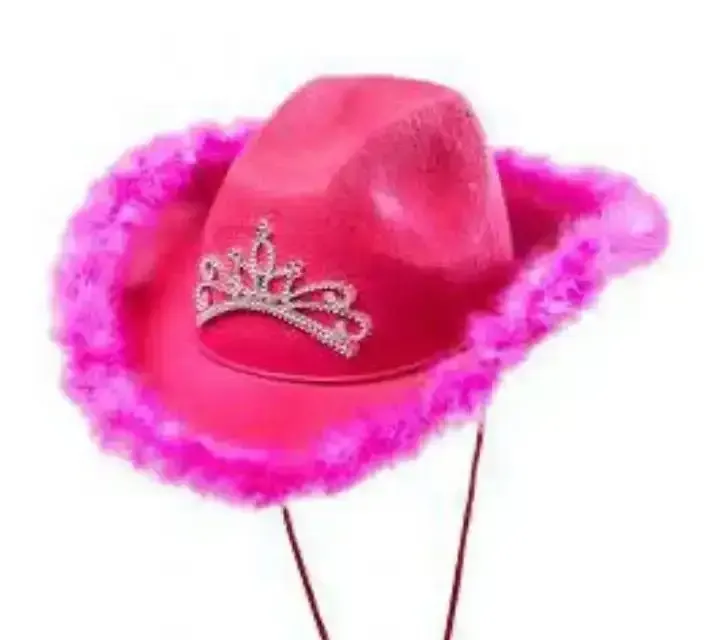 Sombrero cowboy luminoso c/corona y plumas