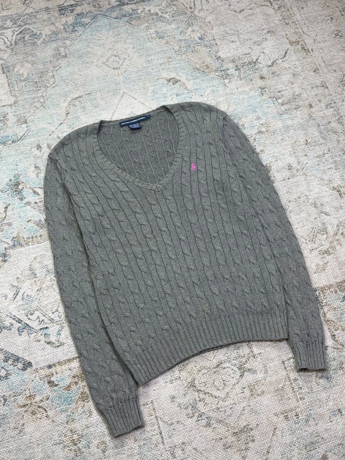 RALPH LAUREN SPORT CABLE-KNIT V-NECK SWEATER