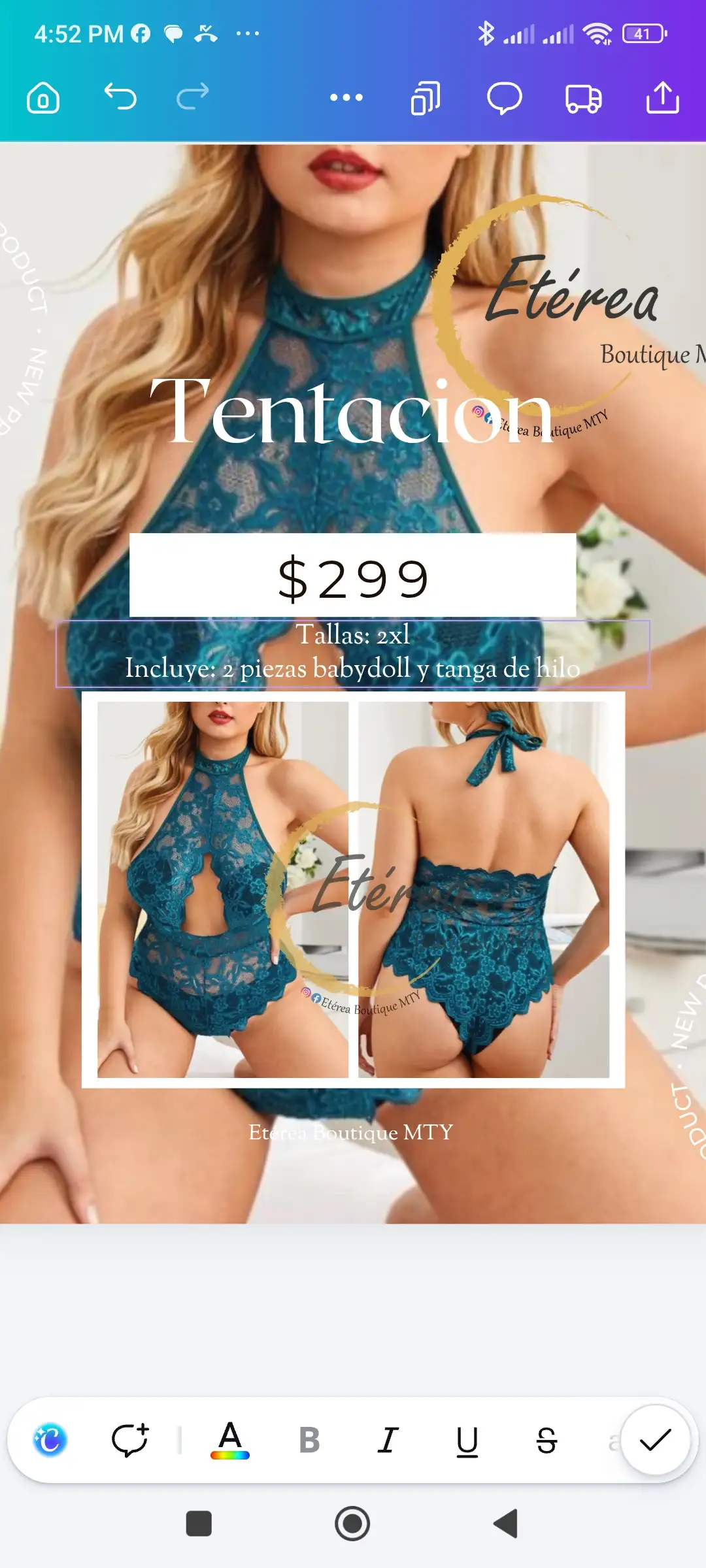 Body turquesa encaje 