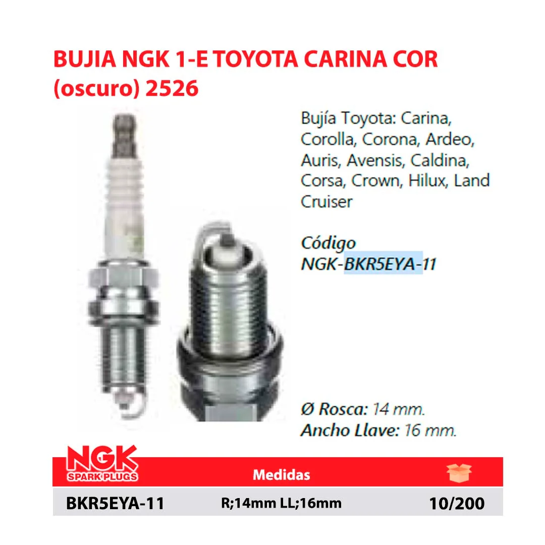 BUJIA NGK 1-E TOYOTA CARINA COR (oscuro) 2526 R;14mm LL;16mm