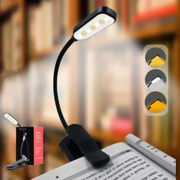 Luz Led Con Pinza Para Lectura Recargable / 7 Leds