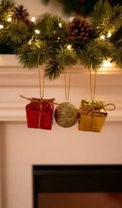Adorno navideño 3cm 12 piezas (regalo/esfera) dorado/rojo