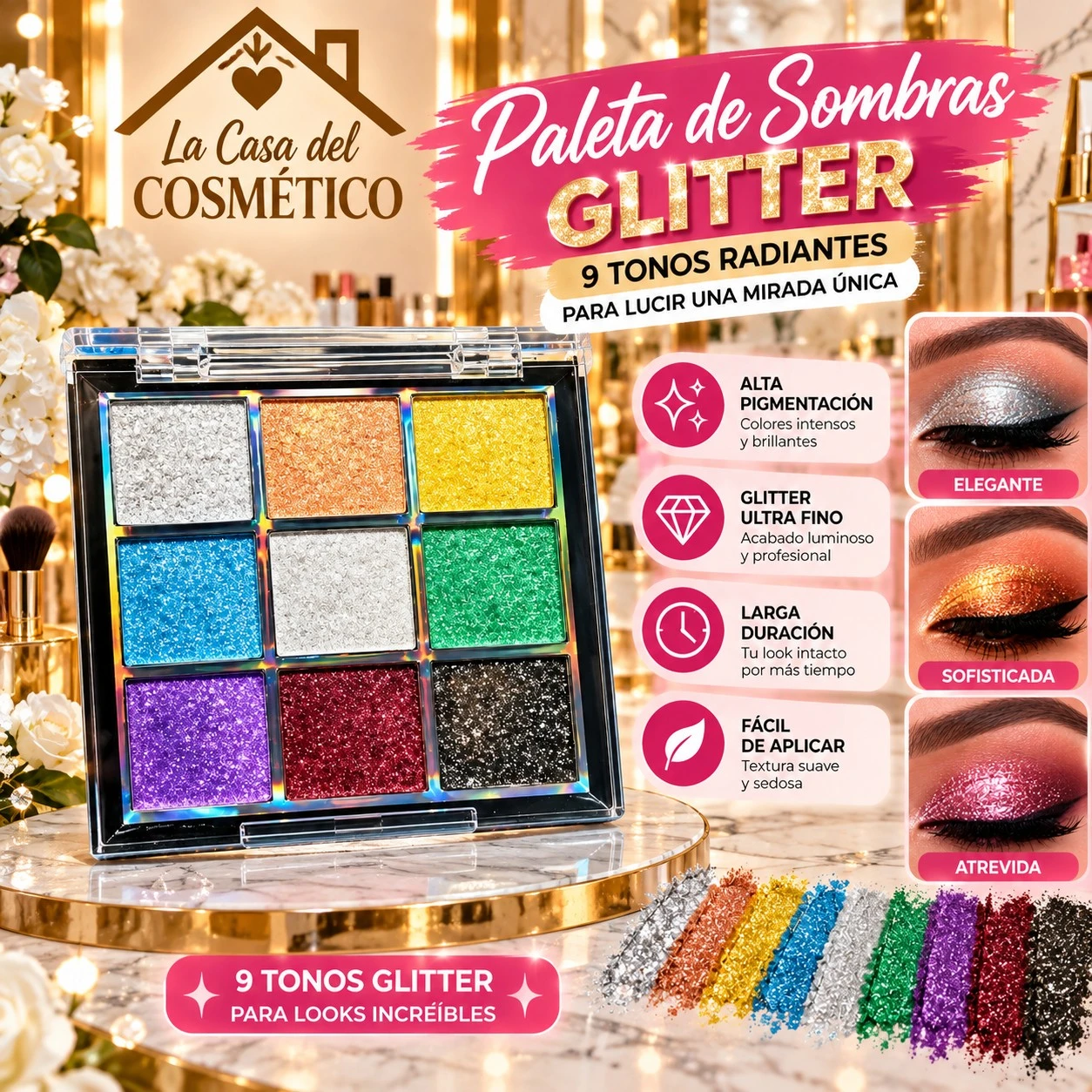 lumera paleta de sombras glitter arcoiris – 9 tonos