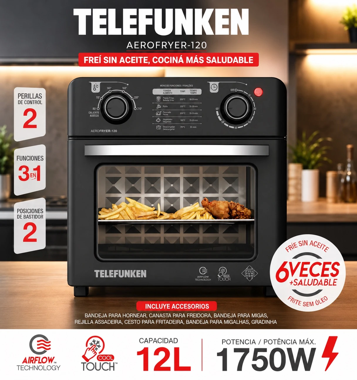 FREIDORA DE AIRE TELEFUNKEN 12LTS