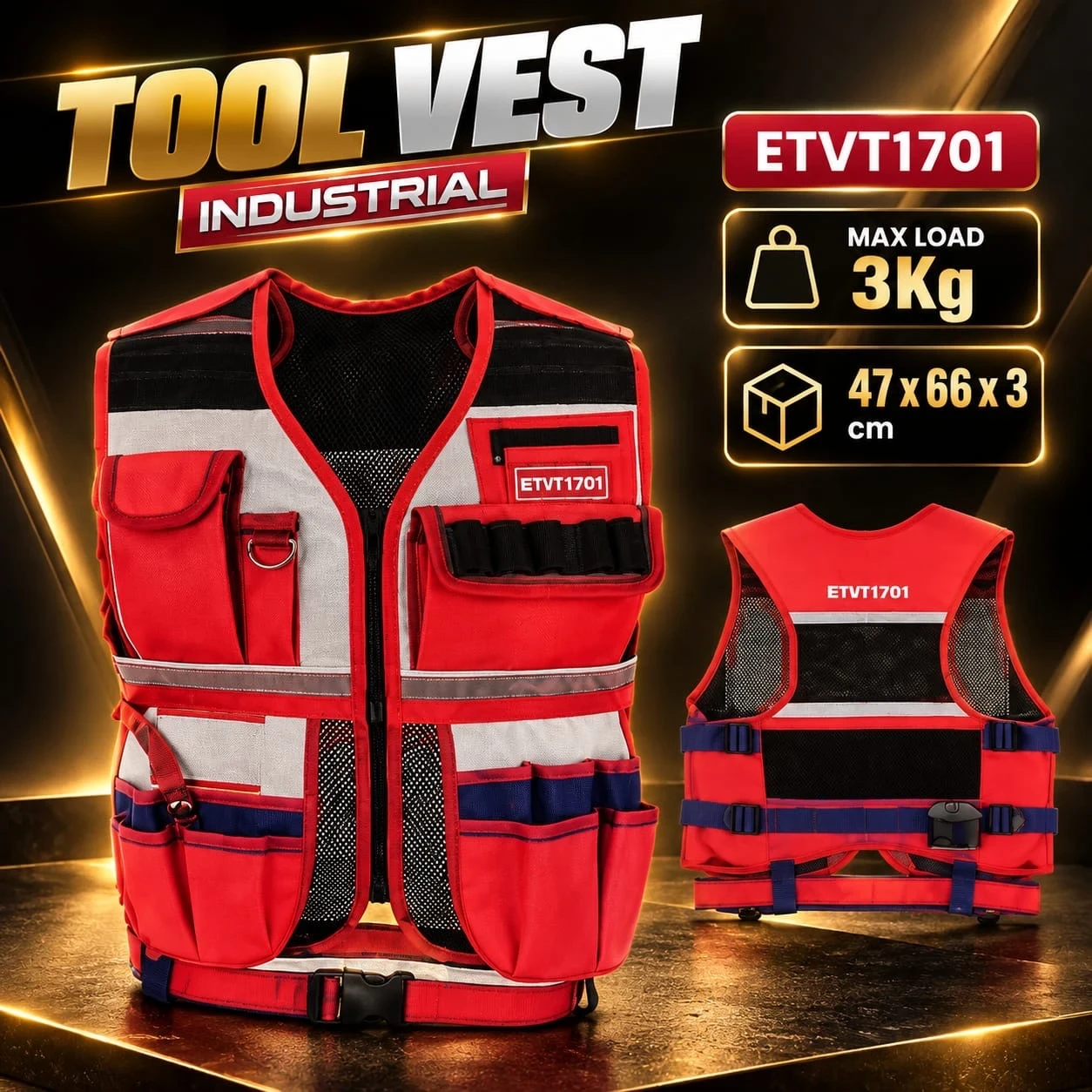 CHALECO PORTA HERRAMIENTAS TOOL VEST ETVT1701