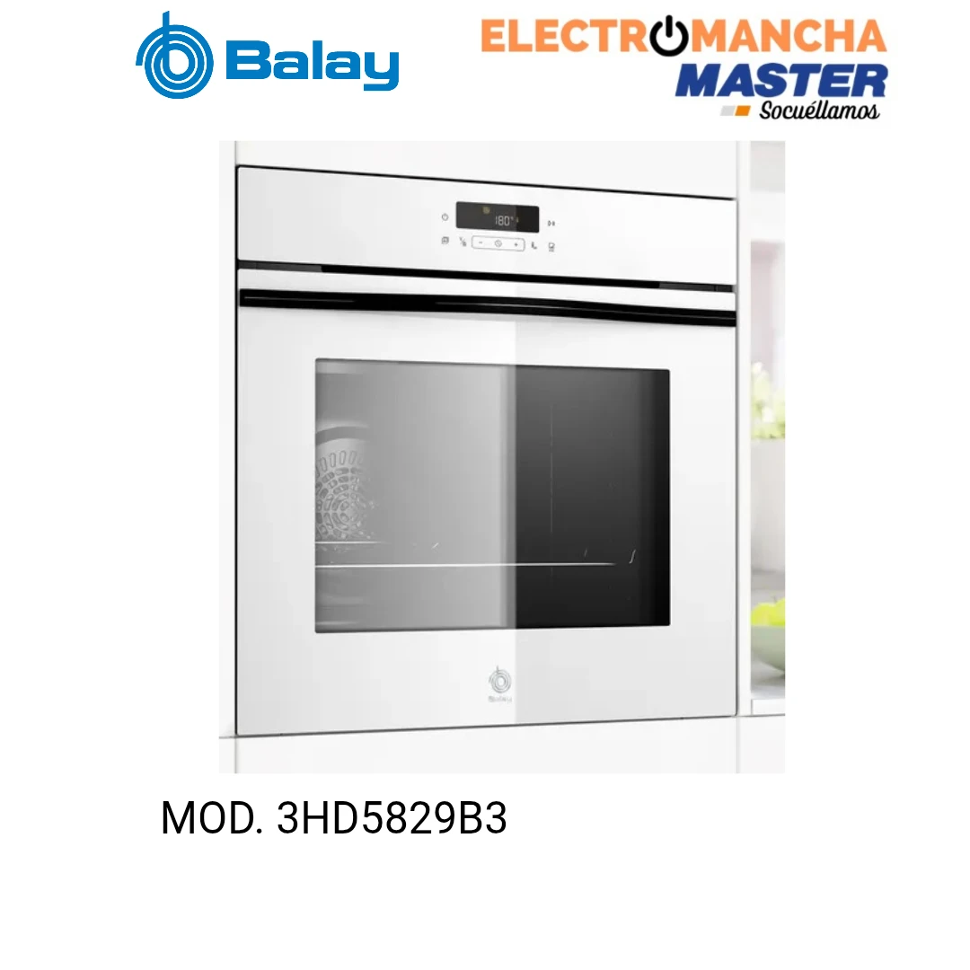 HORNO CON VAPOR BALAY 3HD5829B3 PIROLITICO CRISTAL BLANCO CLASE A  6