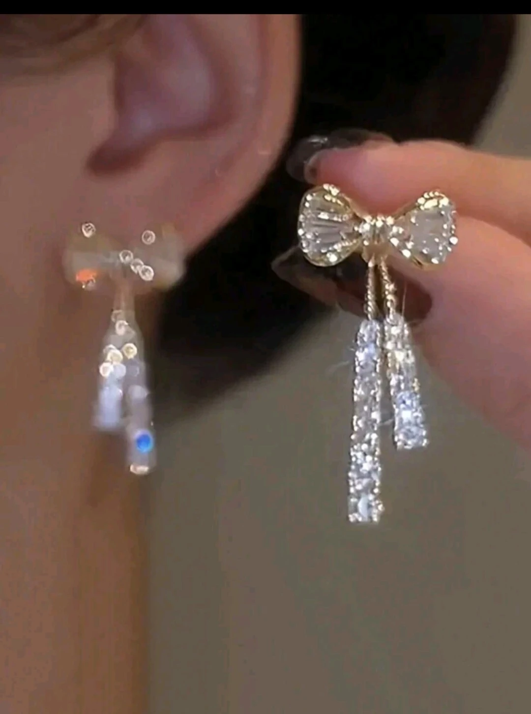 Aretes colgantes moño 
