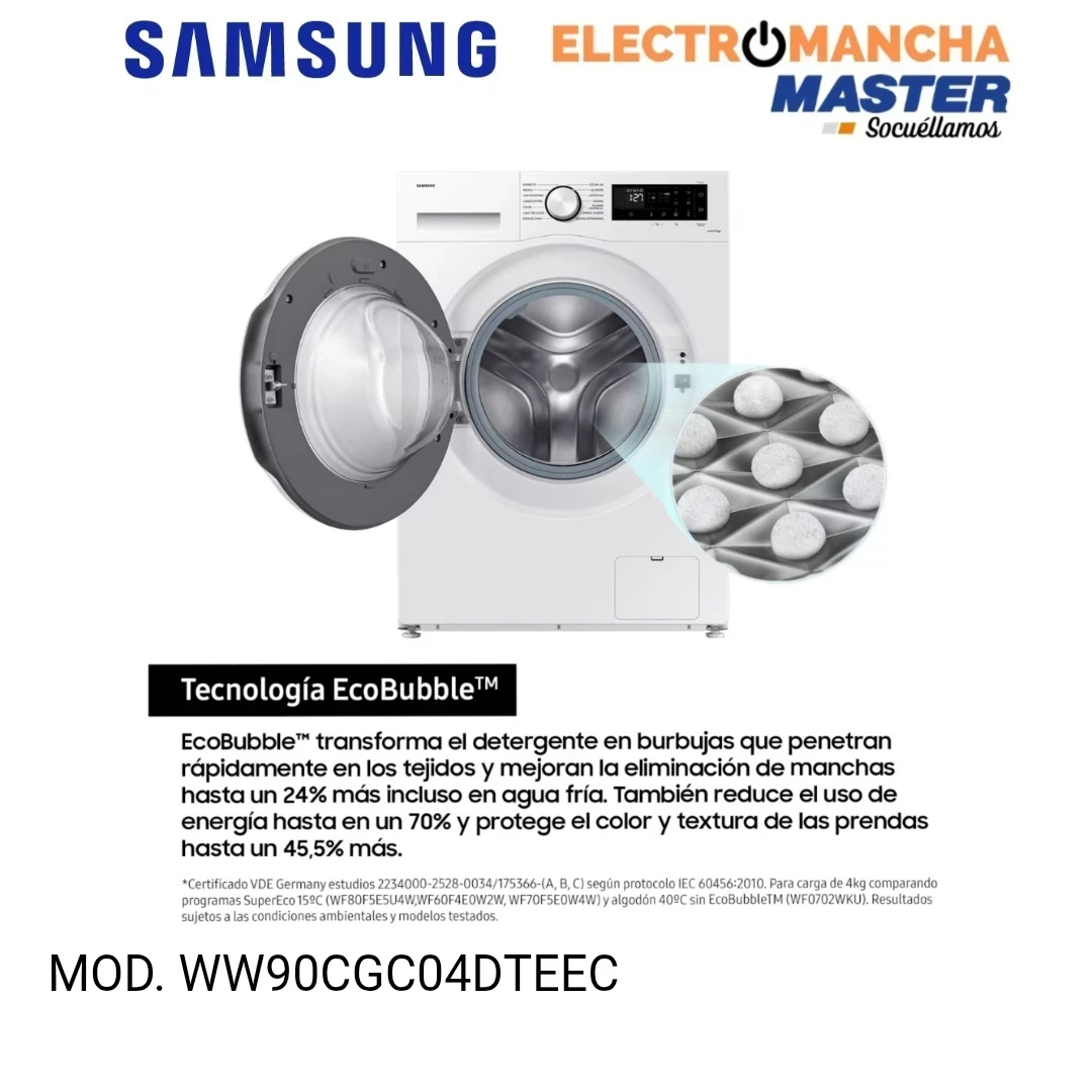 LAVADORA SAMSUNG WW90CGC04DTEEC 9 KG. 1400 RPM. A-10% 5