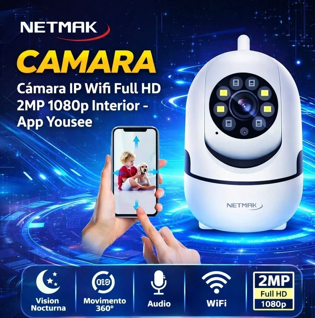 CAMARA DE SEGURIDAD NETMAK FULL HD 2MP 1080P INTERIOR 
