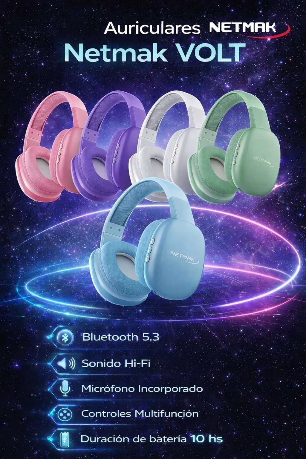 AURICULARES NETMAK VOLT BLUETOOTH 5.3