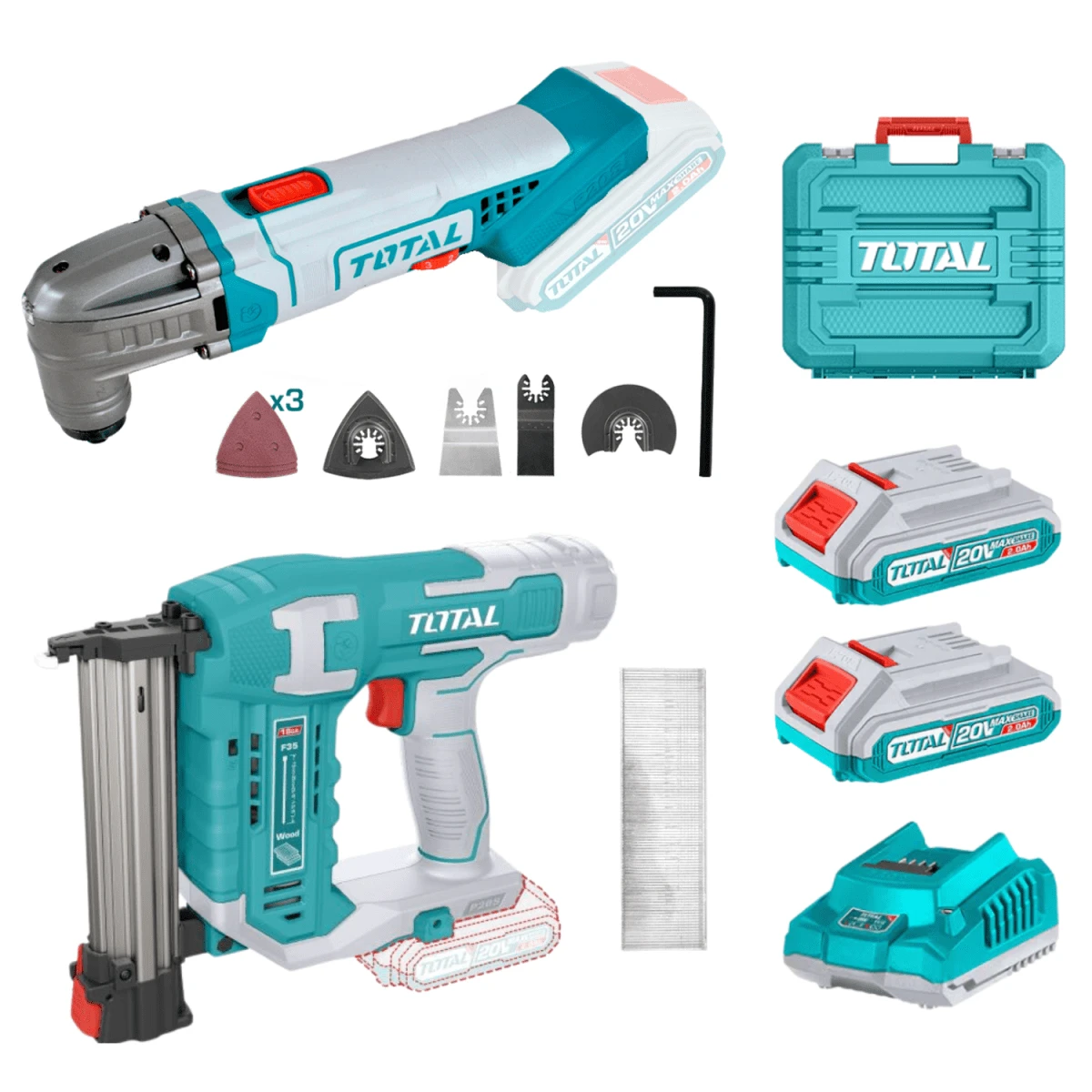 Combo clavadora 20v + herramienta multifunción 20v total SKU: TOSLI24021