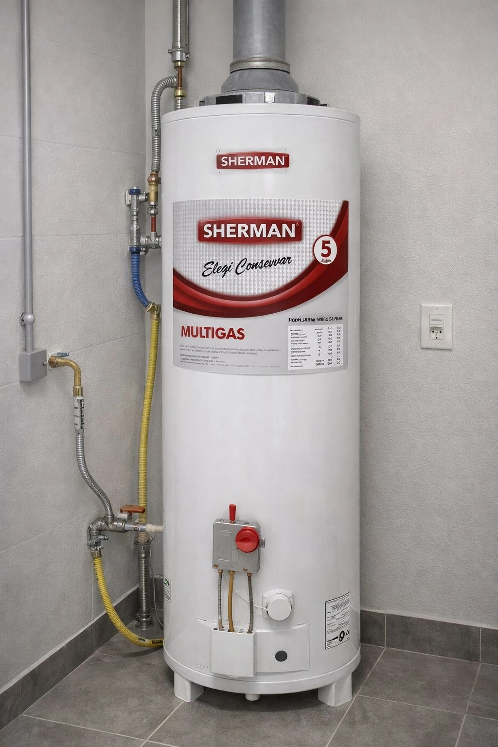 TERMOTANQUE SHERMAN MULTIGAS 120LTS