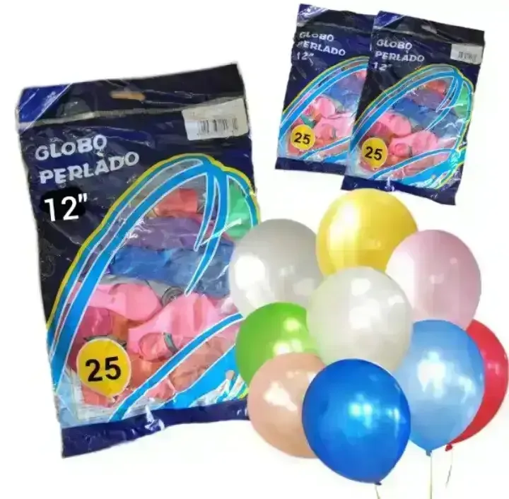 Globos de latex perlado 12" x 25 unidades multicolor 