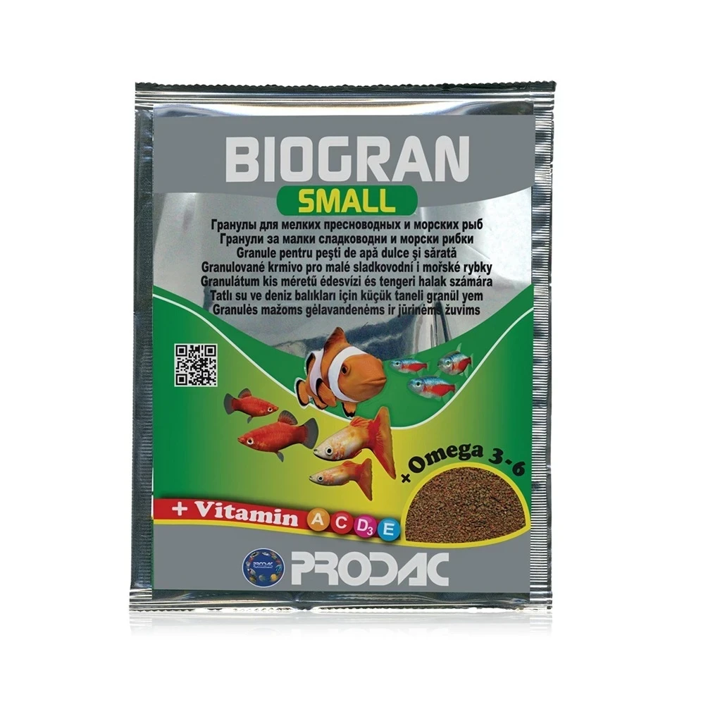 Alimento granulado para peces pequeños - Biogram Small Prodac x 12 grs.
