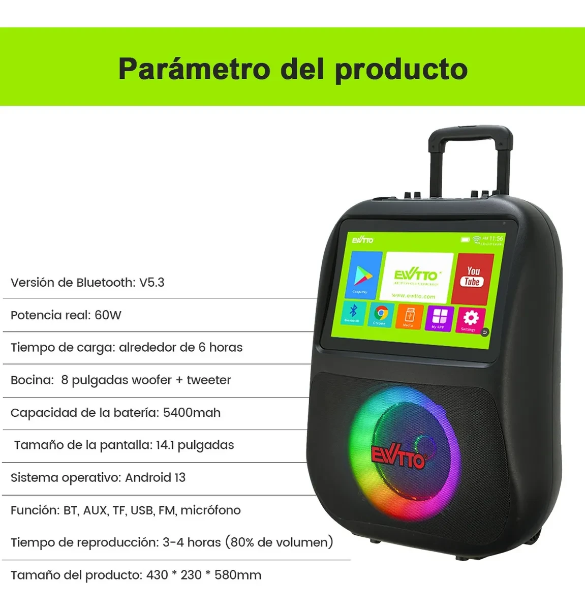 Parlante inteligente EWTTO EW-P539MBC 3