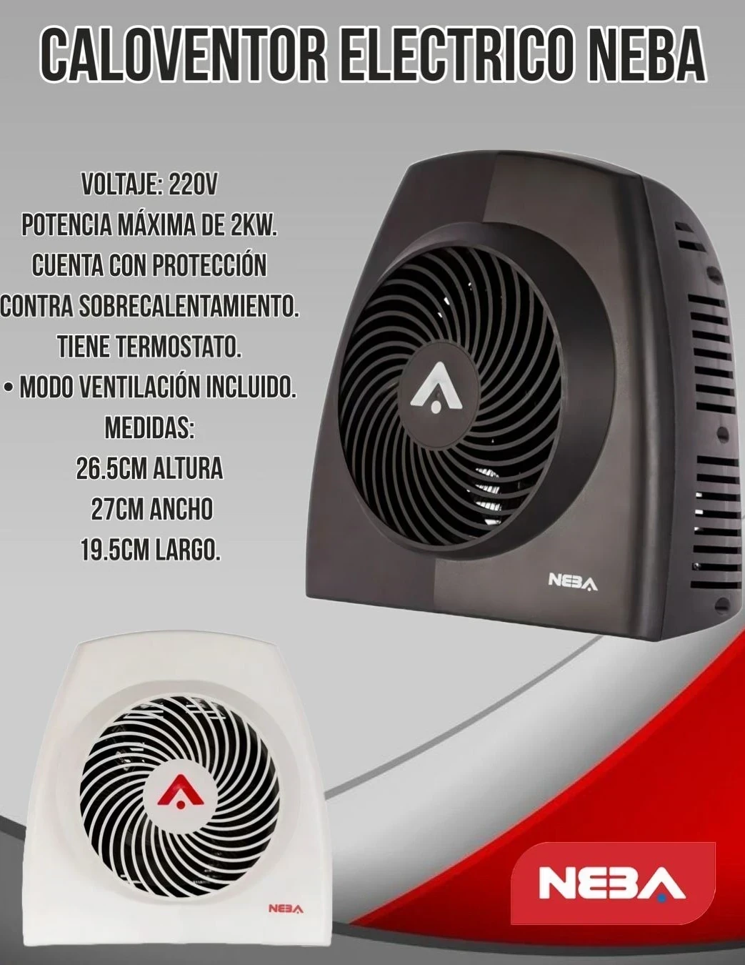 Caloventor Eléctrico Neba Calefactor Con Termostato
