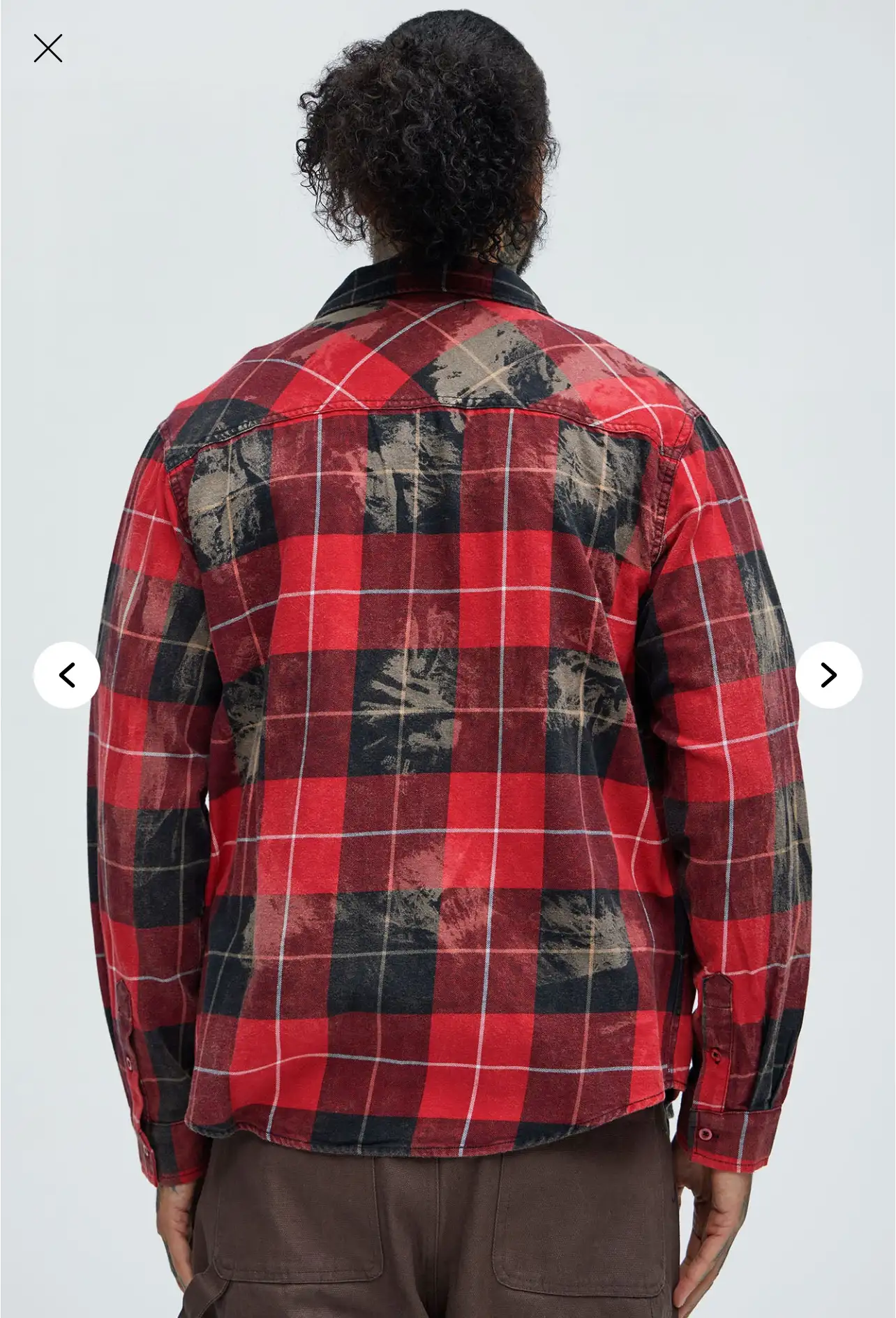 Pershing Distressed Plaid Flannel Shirt - Red/combo 3