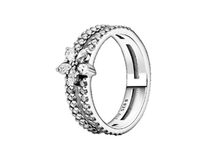 Anillo Copo de Nieve Brillante Doble  2