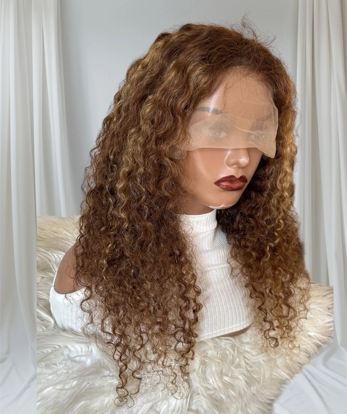 Peluca kinky curly de 22 pulgadas, cabello humano, frontal lace 13x4  3