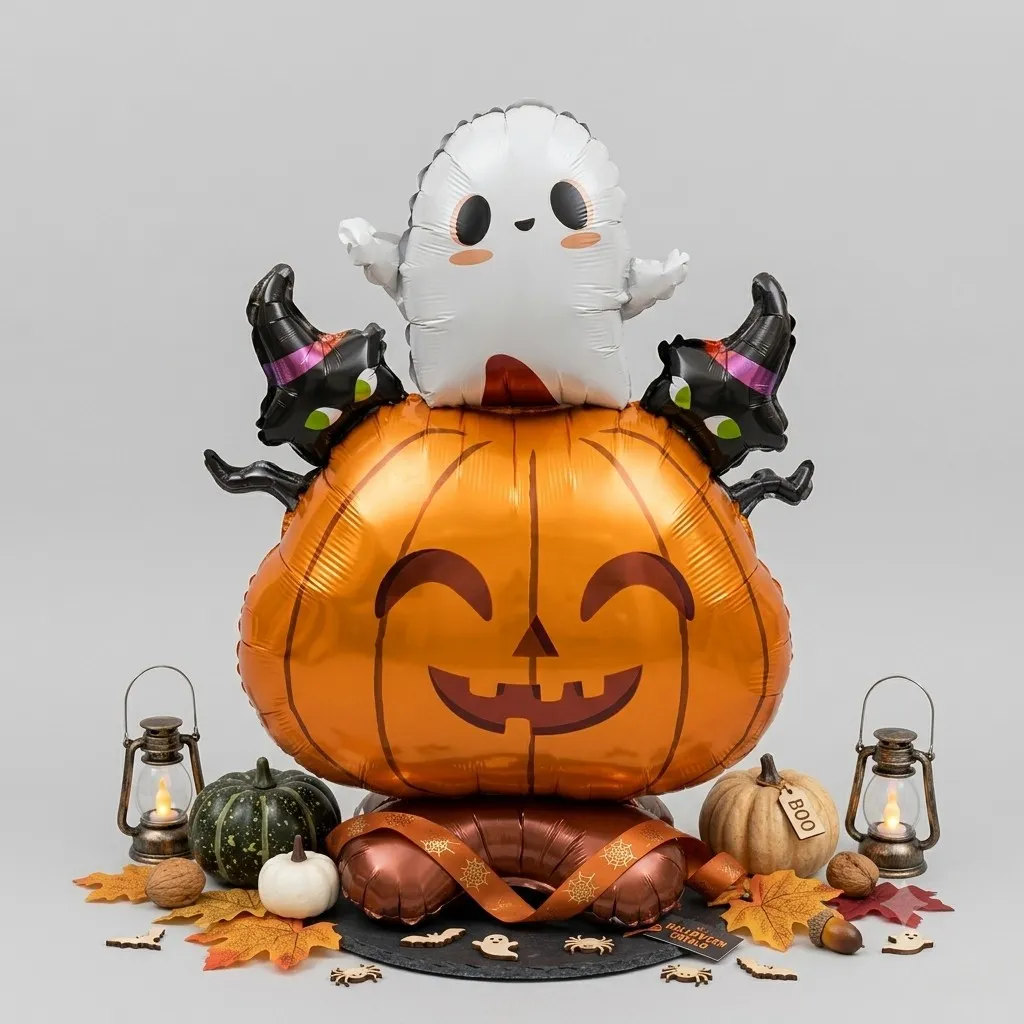 Globo metalizado calabaza/fantasma con gatitos 51x68cm 