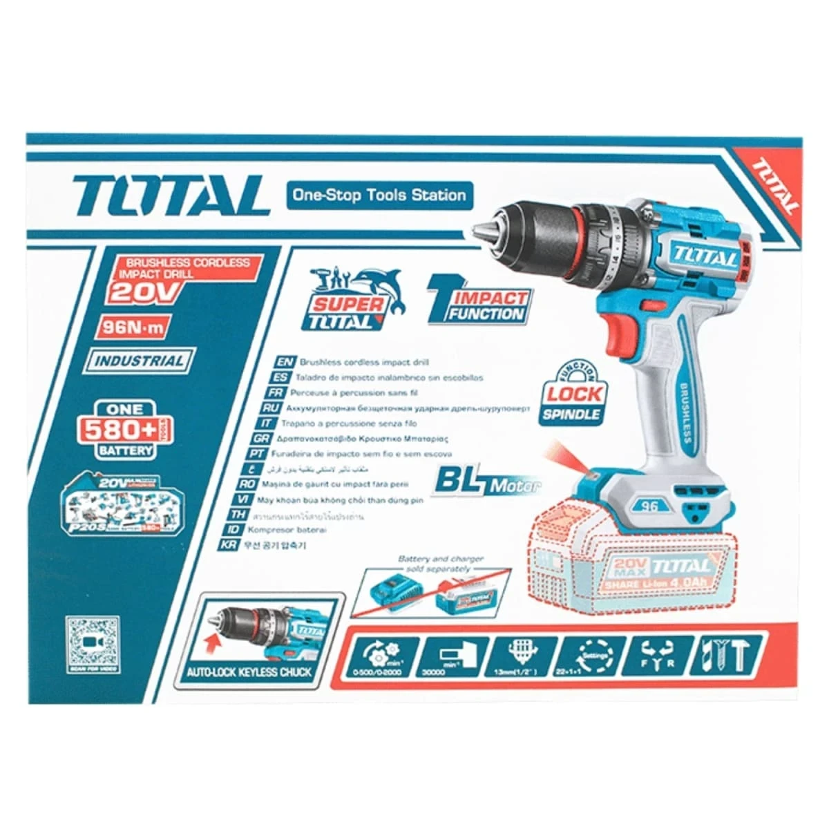 TIDLI209681 Taladro percutor 96nm 20v industrial (cabezal solo) total 4