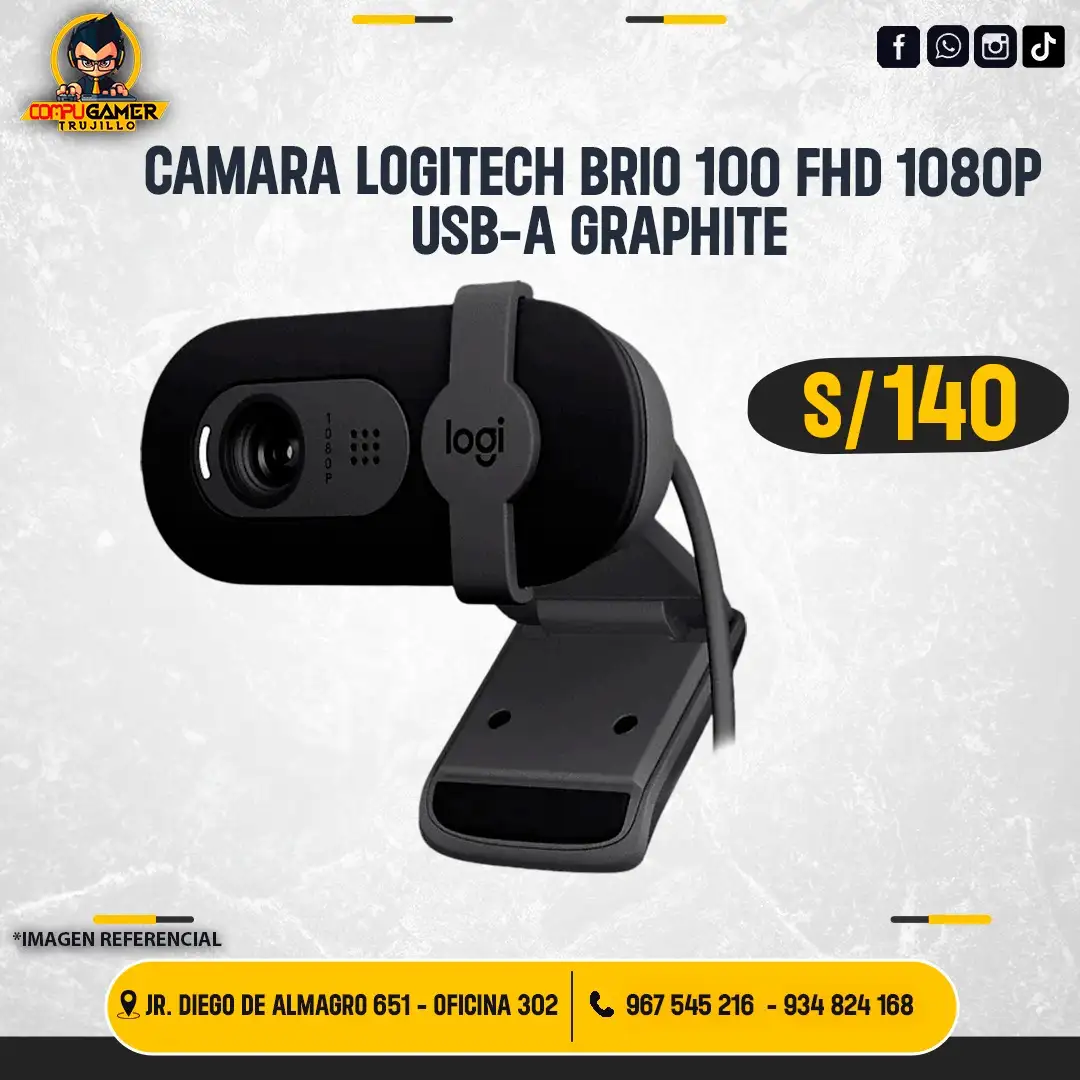 CÁMARA LOGITECH BIO 100 FHD 1080P USB-A GRAPHITE