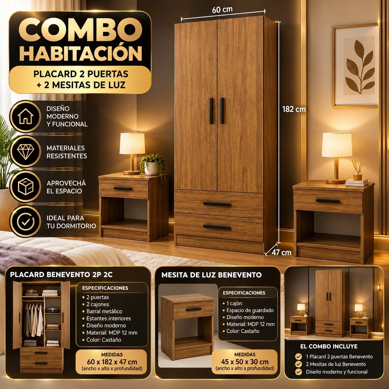 COMBO HABITACIÓN BENEVENTO *CONSULTAR DISPONIBILIDAD CON EL VENDEDOR*
