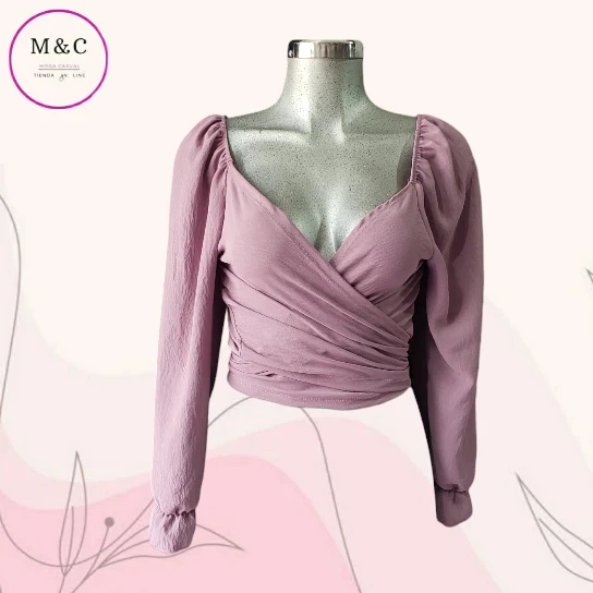 Blusa cruzada manga larga Unitalla 