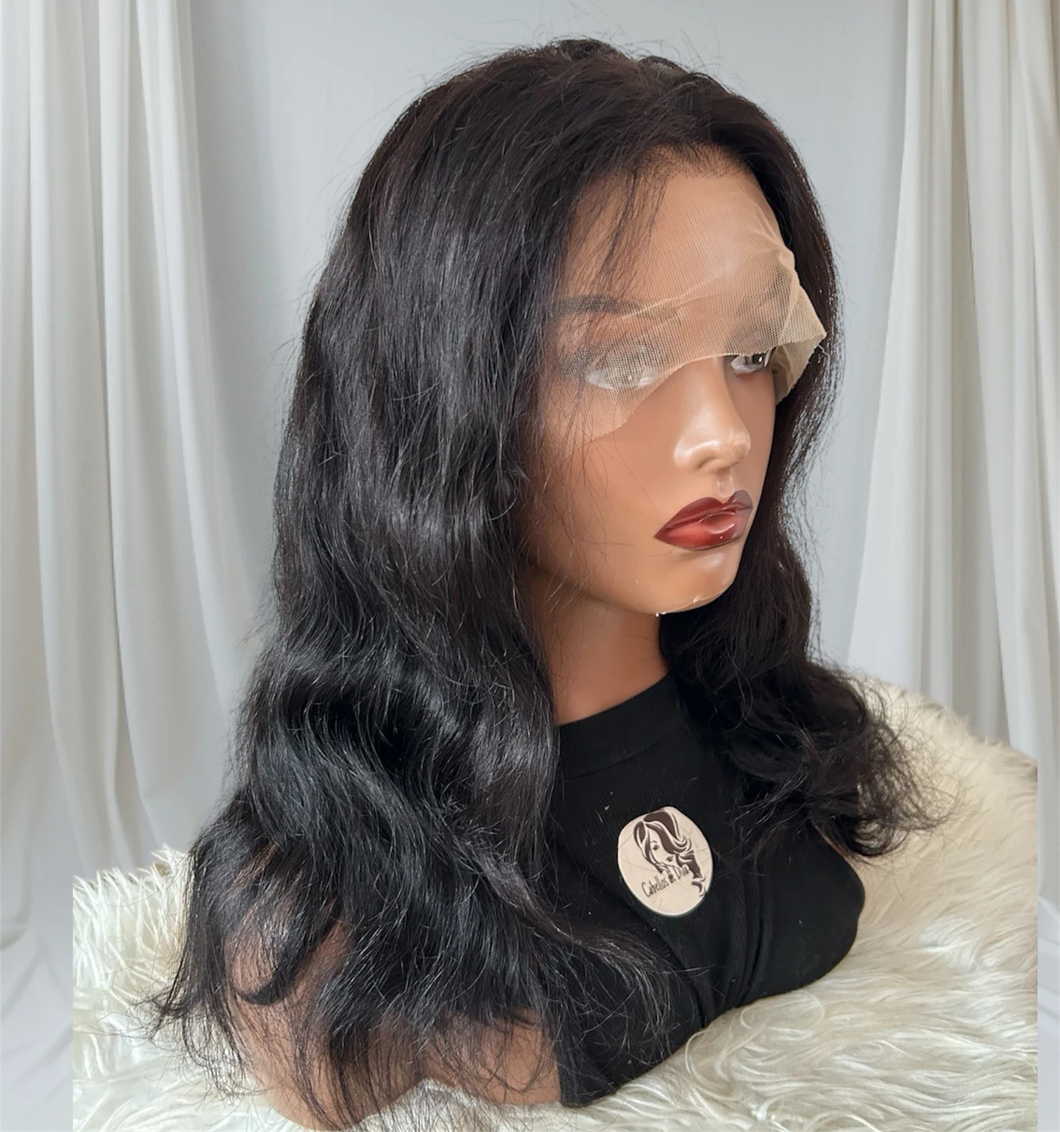 Peluca  18” cabello humano, 180% densidad, frontal lace 13x4 4