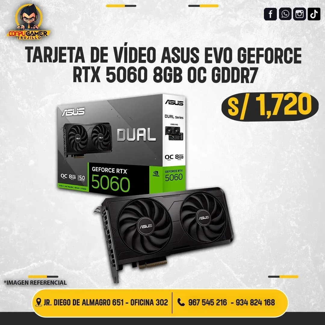 TARJETA DE VÍDEO ASUS EVO GEFORCE RTX 5060 8GB OC GDDR7 