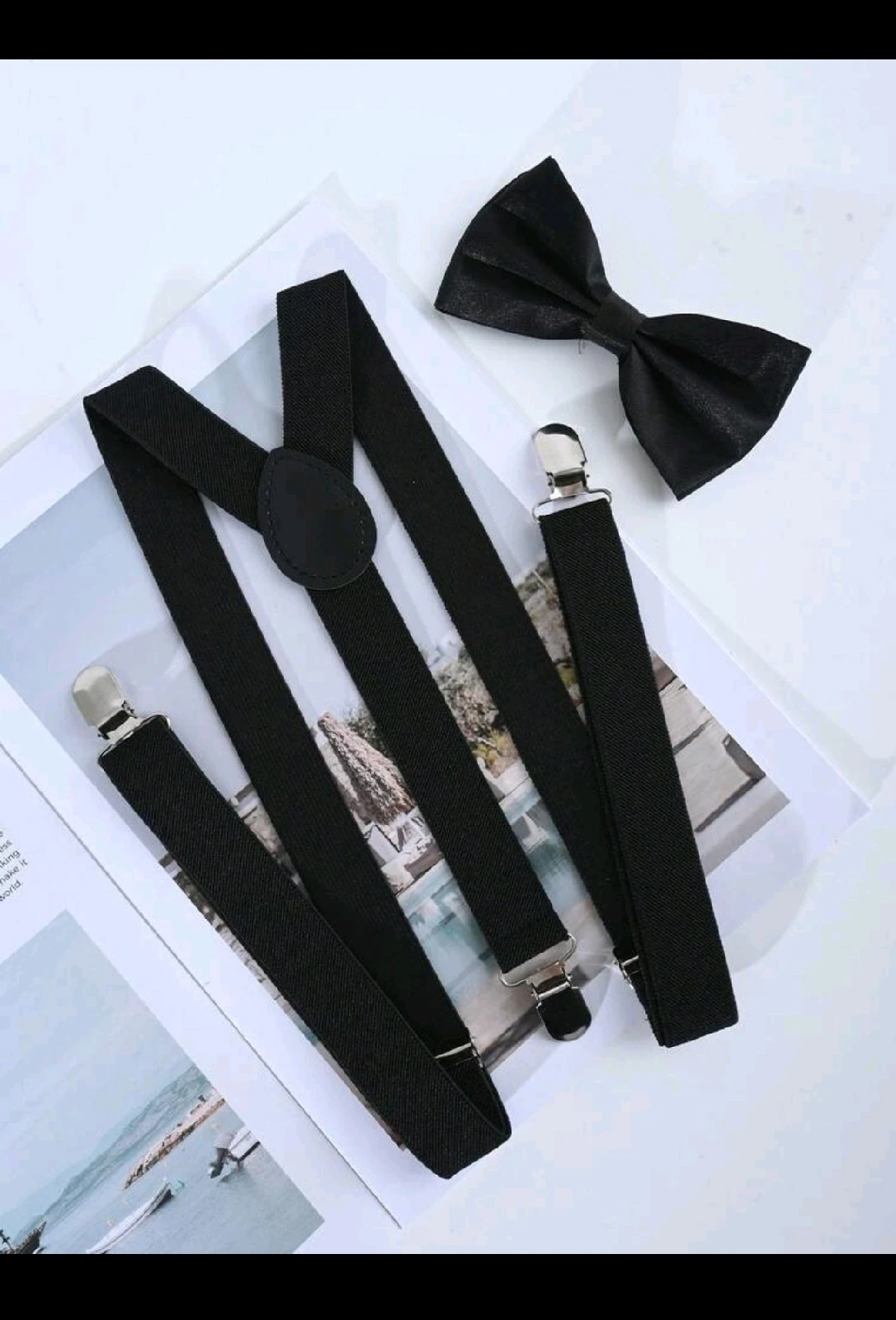 Set Elegante de Tirantes Ajustables y Pajarita (Corbatín) Estilo Vintage Británico