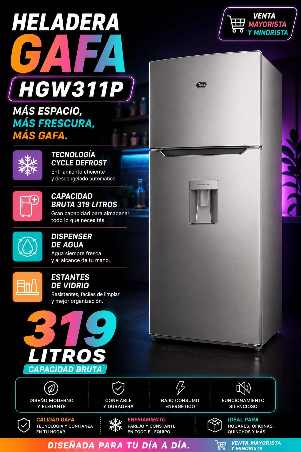 Heladera Gafa C/Dispenser