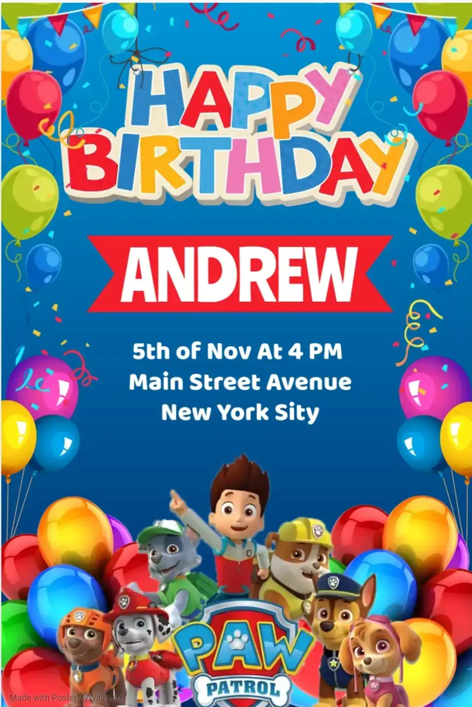 Invitación en video y estática de Paw Patrol