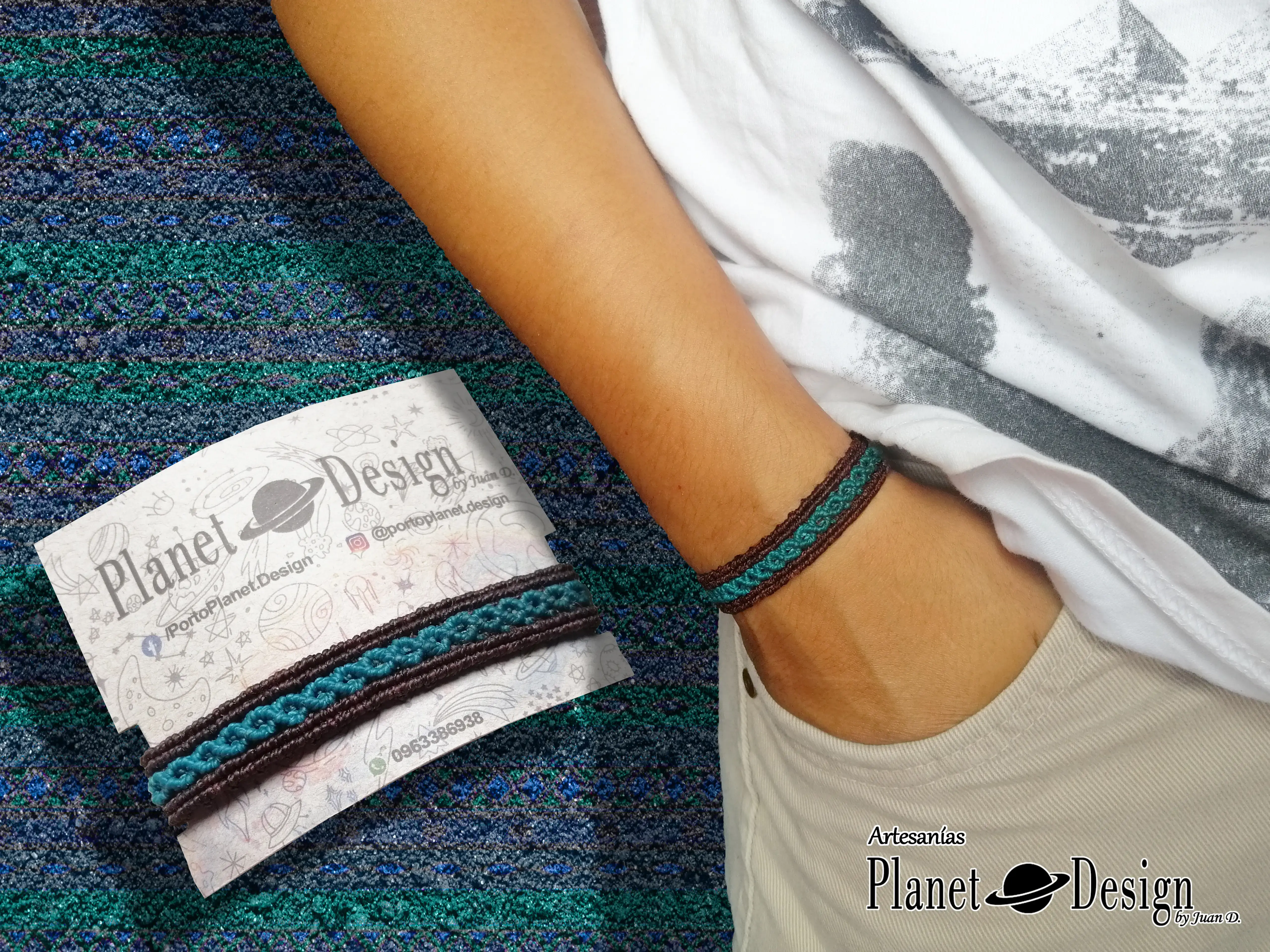 Pulsera 10 hilos diseño doble onda con bordes 2