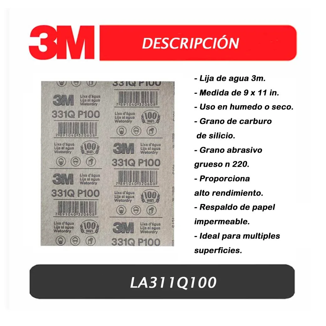 LIJA AGUA 3M-331Q GRANO 100
