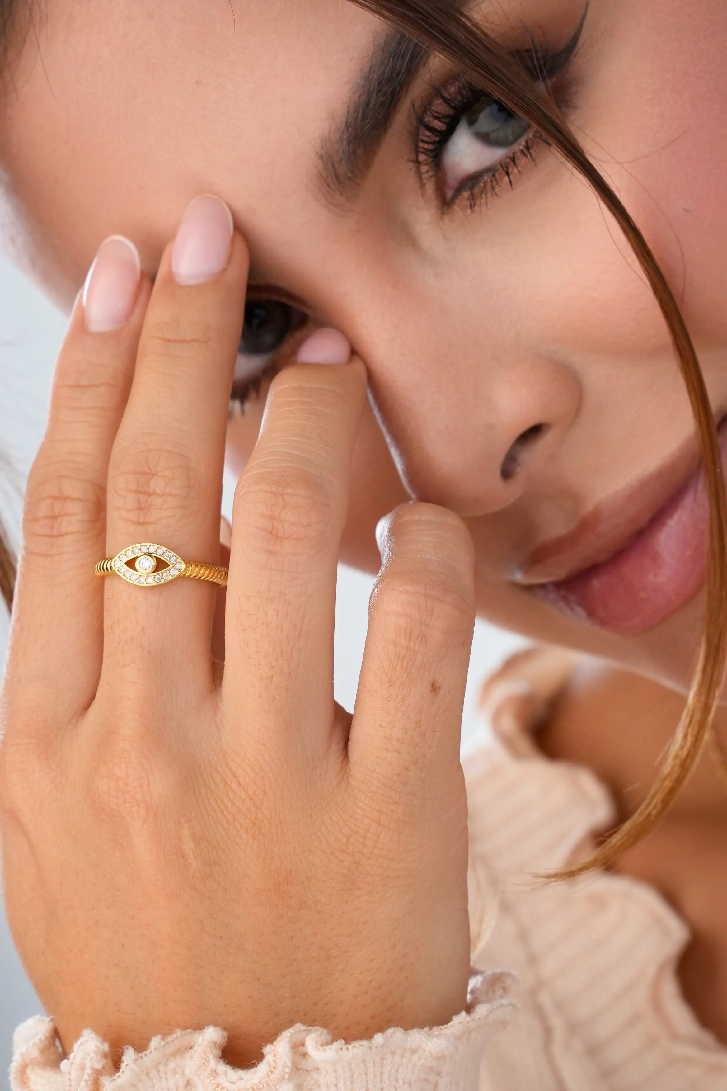 Anillo Ojo Turco Cristal Ajustable  2