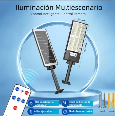 Lámpara Led Solar Exterior Suburbana Alumbrado Público 2000w  3