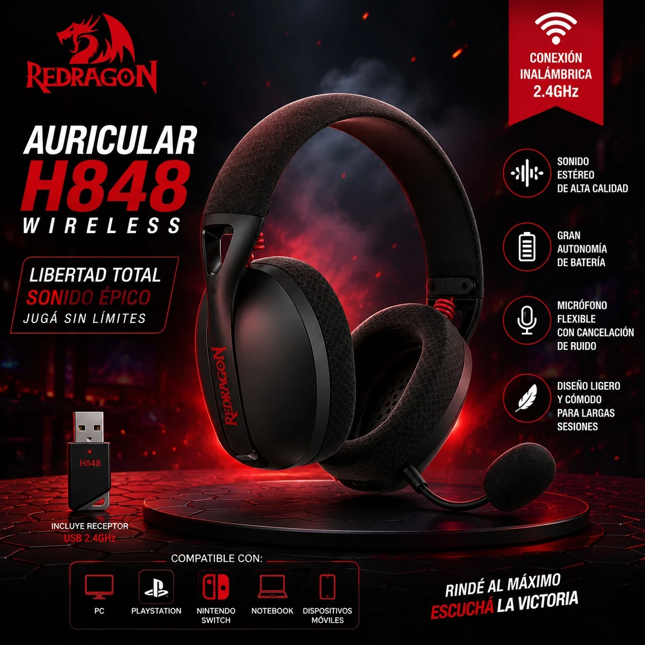 Auriculares Red Dragon H848