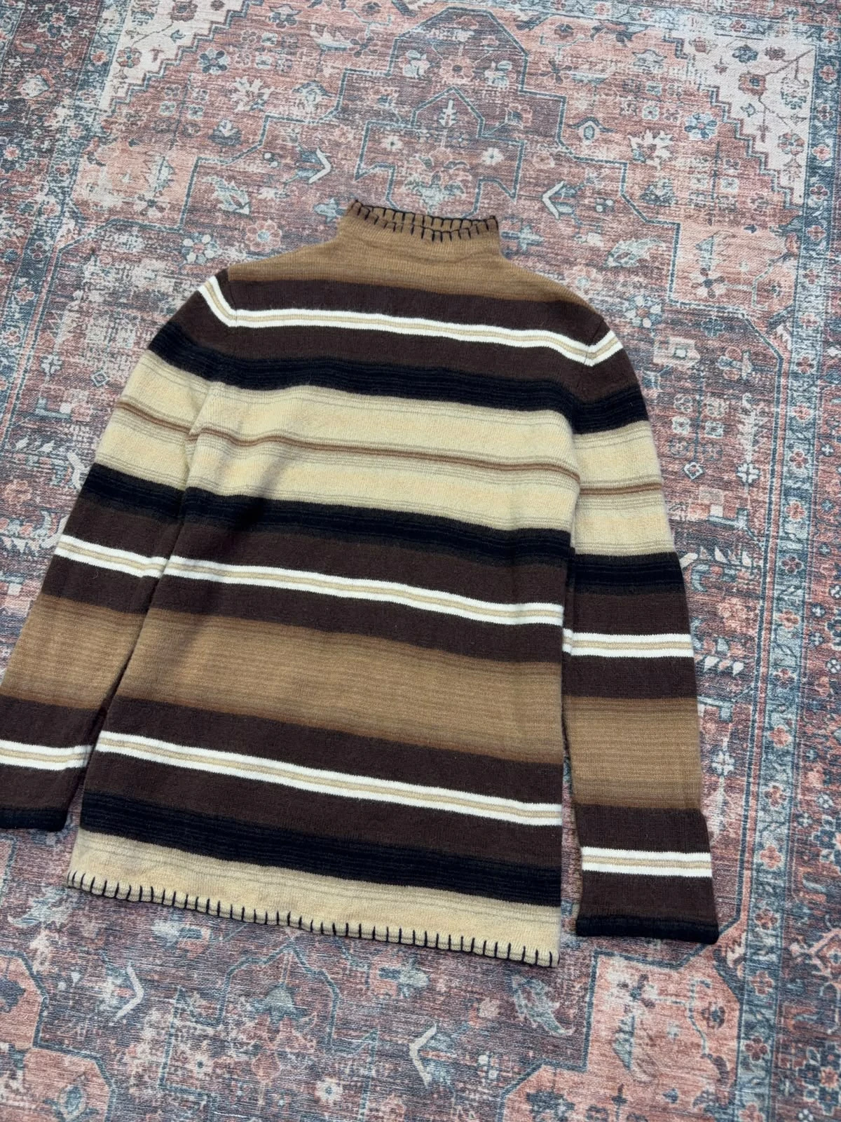 LAUREN RALPH LAUREN 100% LAMBSWOOL STRIPED SWEATER