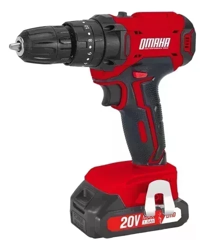 Taladro Atornillador Percutor 20v Omaha Con Bateria Cargador Y Maletin Omaha Rojo 2