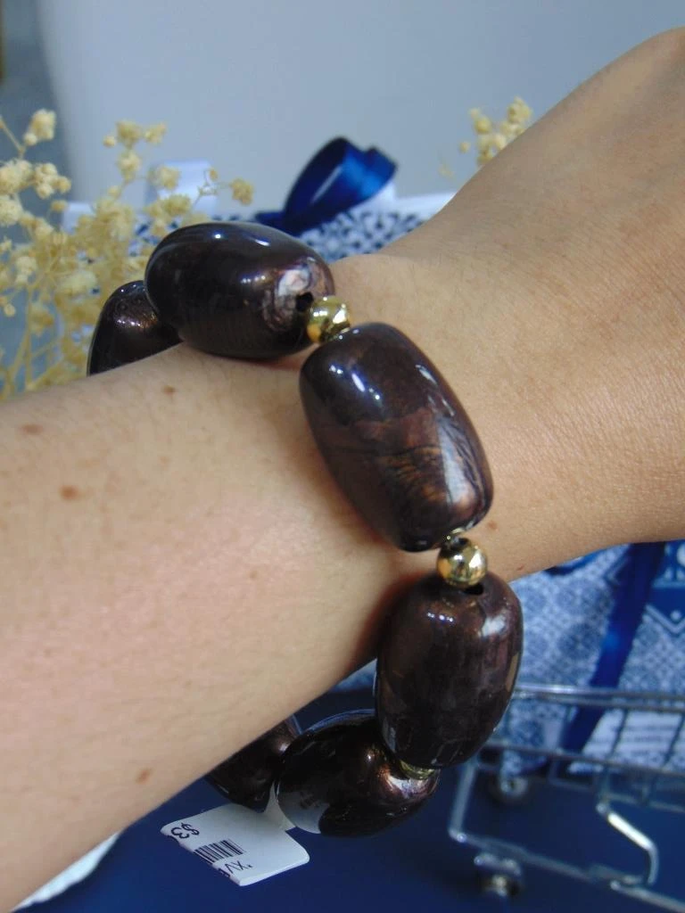 PULSERAS ACERO DOR MAXI CUARZO MARRON OVALADO